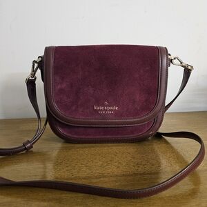 Kate Spade Burgundy Suede Crossbody Bag